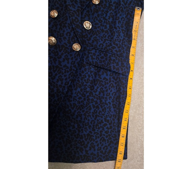 Boston Proper Double-Breasted Jacket Women's Size 4 Blue and Black Leopard Print - Picture 8 of 12